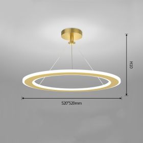 Simple Modern Circular Bedroom Study Chandelier (Option: Gold-Stepless dimming-520x520mm)