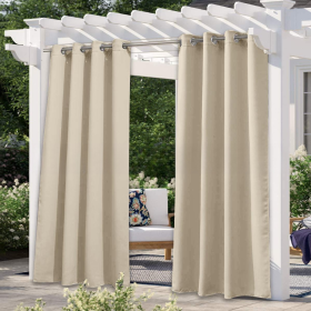 Solid Color Outdoor Waterproof And Sun Protection UV Protection High Precision Black Silk Shading Curtain (Option: Beige-132 √ó 183cm)