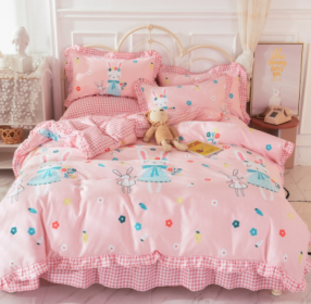 Cotton 100 Princess Wind Quilt Cover Cartoon Student Dormitory Bed (Option: Girl dream-1.5m bed sheet set of four)