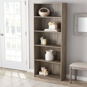 5-Shelf Bookcase with Adjustable Shelves, Canyon Walnut (Actual Color: Rustic Oak)