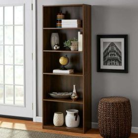 5-Shelf Bookcase with Adjustable Shelves, Canyon Walnut (Actual Color: Canyon Walnut)