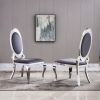 Leatherette Dining Chair with Oval Backrest Set of 2, Stainless Steel Legs