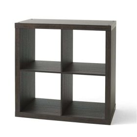 4-Cube Storage Organizer, Solid Black (Actual Color: Tobacco Oak)