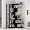 7-Tier Bookcase Home Office Bookshelf, L-Shaped Corner Bookcase with Metal Frame, Industrial Style Shelf with Open Storage, MDF Board