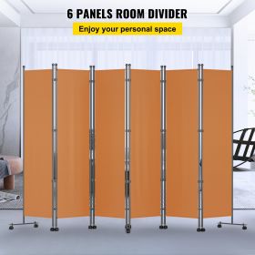 VEVOR Room Divider, Room Dividers and Folding Privacy Screens, Fabric Partition Room Dividers for Office, Bedroom, Dining Room, Study, Freestanding (Color: Orange, size: 121" x 14" x 73"/308 x 36 x 185 cm)