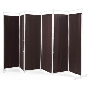 6 Feet 6-Panel Room Divider with Steel Support Base (Color: brown)