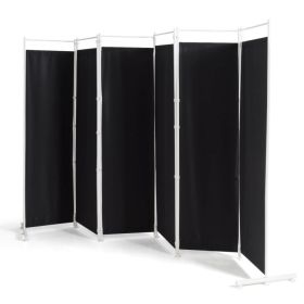 6 Feet 6-Panel Room Divider with Steel Support Base (Color: Black)