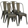 18 Inch Set of 4 Metal Dining Chair with Stackable Design