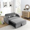 Modern 55.5" Pull Out Sleep Sofa Bed 2 Seater Loveseats Sofa Couch with side pockets, Adjsutable Backrest and Lumbar Pillows for Apartment Office Livi