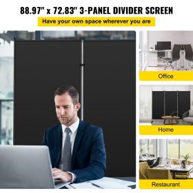 VEVOR Office Partition Room Divider Wall w/Thicker Non-See-Through Fabric Office Divider Steel Base Portable Office Walls Divider Cream Room Partition (Color: Black, size: 89 in x 14.2 in x 72.8 in/226 cm x 36 cm x 185 cm)