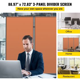 VEVOR Office Partition Room Divider Wall w/Thicker Non-See-Through Fabric Office Divider Steel Base Portable Office Walls Divider Cream Room Partition (Color: Orange, size: 89 in x 14.2 in x 72.8 in/226 cm x 36 cm x 185 cm)