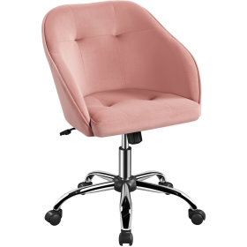 Modern Velvet Adjustable Swivel Office Chair (Color: Pink)