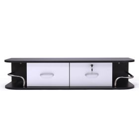Modern Wall-Mounted Styling Station;  Hair Salon Locking Cabinet with Storage Drawers;  Equipment for Barber Beauty Spa Salon Shops (Color: Black+White)