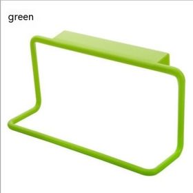 Cabinet Door Back Hook Gloves Rag Bathroom Storage Rack Nail-free Storage (Color: Green)