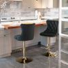 Furniture,Golden Swivel Velvet Barstools Adjusatble Seat Height from 25-33 Inch, Modern Upholstered Bar Stools with Backs Comfortable Tufted for Home