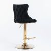 Furniture,Golden Swivel Velvet Barstools Adjusatble Seat Height from 25-33 Inch, Modern Upholstered Bar Stools with Backs Comfortable Tufted for Home