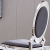 Leatherette Dining Chair with Oval Backrest Set of 2, Stainless Steel Legs