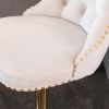 Furniture,Golden Swivel Velvet Barstools Adjusatble Seat Height from 25-33 Inch, Modern Upholstered Bar Stools with Backs Comfortable Tufted for Home