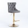 Furniture,Golden Swivel Velvet Barstools Adjusatble Seat Height from 25-33 Inch, Modern Upholstered Bar Stools with Backs Comfortable Tufted for Home