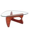 Living room triangle 12mm tempered glass solid wood base coffee table