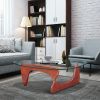 Living room triangle 12mm tempered glass solid wood base coffee table