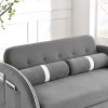 Modern 55.5" Pull Out Sleep Sofa Bed 2 Seater Loveseats Sofa Couch with side pockets, Adjsutable Backrest and Lumbar Pillows for Apartment Office Livi