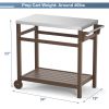 Outdoor Prep Cart Dining Table for Pizza Oven;  Patio Grilling Backyard BBQ Grill Cart