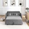 Modern 55.5" Pull Out Sleep Sofa Bed 2 Seater Loveseats Sofa Couch with side pockets, Adjsutable Backrest and Lumbar Pillows for Apartment Office Livi