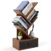 5-Tier Floor Standing Tree Bookcase with Drawer