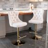 Furniture,Golden Swivel Velvet Barstools Adjusatble Seat Height from 25-33 Inch, Modern Upholstered Bar Stools with Backs Comfortable Tufted for Home