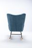 Rocking Chair, Soft Teddy Velvet Fabric Rocking Chair for Nursery, Comfy Wingback Glider Rocker with Safe Solid Wood Base for Living Room Bedroom Balc