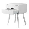 Wood Nightstand End Side Table with Drawer & Solid Wood Legs for Living Room, Bedroom