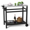 Outdoor Prep Cart Dining Table for Pizza Oven;  Patio Grilling Backyard BBQ Grill Cart