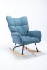 Rocking Chair, Soft Teddy Velvet Fabric Rocking Chair for Nursery, Comfy Wingback Glider Rocker with Safe Solid Wood Base for Living Room Bedroom Balc
