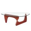 Living room triangle 12mm tempered glass solid wood base coffee table