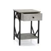 Set of 2 Nightstand Industrial End Table with Drawer;  Storage Shelf and Metal Frame for Living Room;  Bedroom;  XH