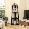 Corner Shelf, 4 Tier Bamboo Corner Bookshelf, 47.2 Inch Tall Bookcase, Open Ladder Book Case, Modern Bookshelf Stand in Living Room, Bedroom, Office,