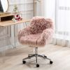 Modern Faux fur home office chair;  fluffy chair for girls;  makeup vanity Chair