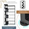 7-Tier Bookcase Home Office Bookshelf, L-Shaped Corner Bookcase with Metal Frame, Industrial Style Shelf with Open Storage, MDF Board