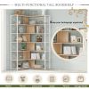 7-Tier Bookcase Home Office Bookshelf, L-Shaped Corner Bookcase with Metal Frame, Industrial Style Shelf with Open Storage, MDF Board