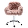 Modern Faux fur home office chair;  fluffy chair for girls;  makeup vanity Chair