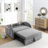 Modern 55.5" Pull Out Sleep Sofa Bed 2 Seater Loveseats Sofa Couch with side pockets, Adjsutable Backrest and Lumbar Pillows for Apartment Office Livi