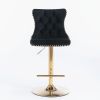 Furniture,Golden Swivel Velvet Barstools Adjusatble Seat Height from 25-33 Inch, Modern Upholstered Bar Stools with Backs Comfortable Tufted for Home