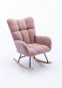 Rocking Chair, Soft Teddy Velvet Fabric Rocking Chair for Nursery, Comfy Wingback Glider Rocker with Safe Solid Wood Base for Living Room Bedroom Balc