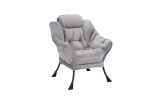 Living Room Chairs Modern Cotton Fabric Lazy Chair, Accent Contemporary Lounge Chair, Single Steel Frame Leisure Sofa Chair with Armrests and A Side P