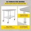 VEVOR Stainless Steel Prep Table, 24 x 24 x 36 Inch, 600lbs Load Capacity Heavy Duty Metal Worktable with Adjustable Undershelf & Universal Wheels, Co