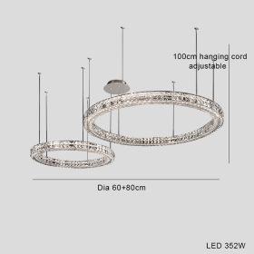 Light Luxury Style Crystal Chandelier Modern Simple Led (Option: Double circle medium-Tricolor LED light)