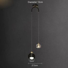 Golden Light Luxury Crystal Hanging Line Lamp Creative Bedroom (Option: Without Light Source-Black Double headed)
