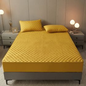 Cotton Clip Bed Hat Simple Solid Color Hotel Simmons All-inclusive Bed Cover (Option: Yellow-90cmx200cm)
