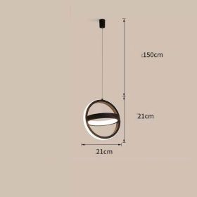 Bedside Chandelier Bedroom Dining Room Bar Long Line Single Head (Option: Black circle-Three tone light)